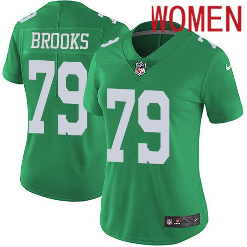 Women Philadelphia Eagles #79 Brandon Brooks Nike Green Vapor Limited Rush NFL Jersey
